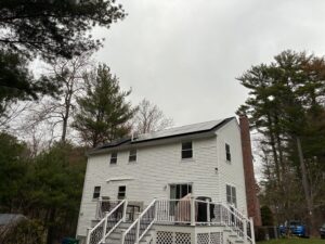 28-panel residential rooftop solar installation offsetting 100% of electricity in Billerica, Massachusetts.